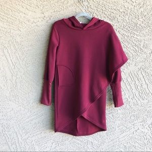 Burgundy Maroon Crossover Cape Hoodie Sweatshirt